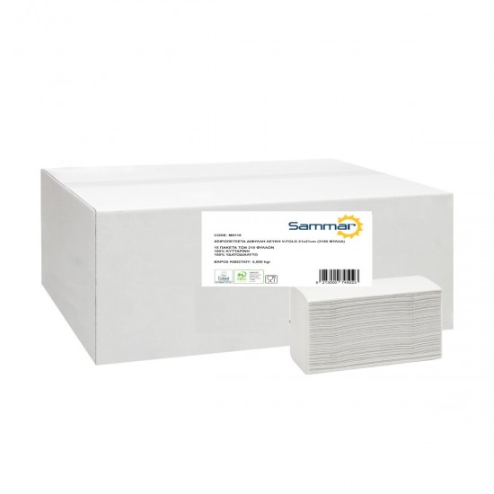 Χειροπετσέτα 2Φυλλη Λευκή V-FOLD 24Χ21cm (3000 Φύλλα) Χειροπετσέτα 2Φυλλη Λευκή V-FOLD 24Χ21cm (3000 Φύλλα)